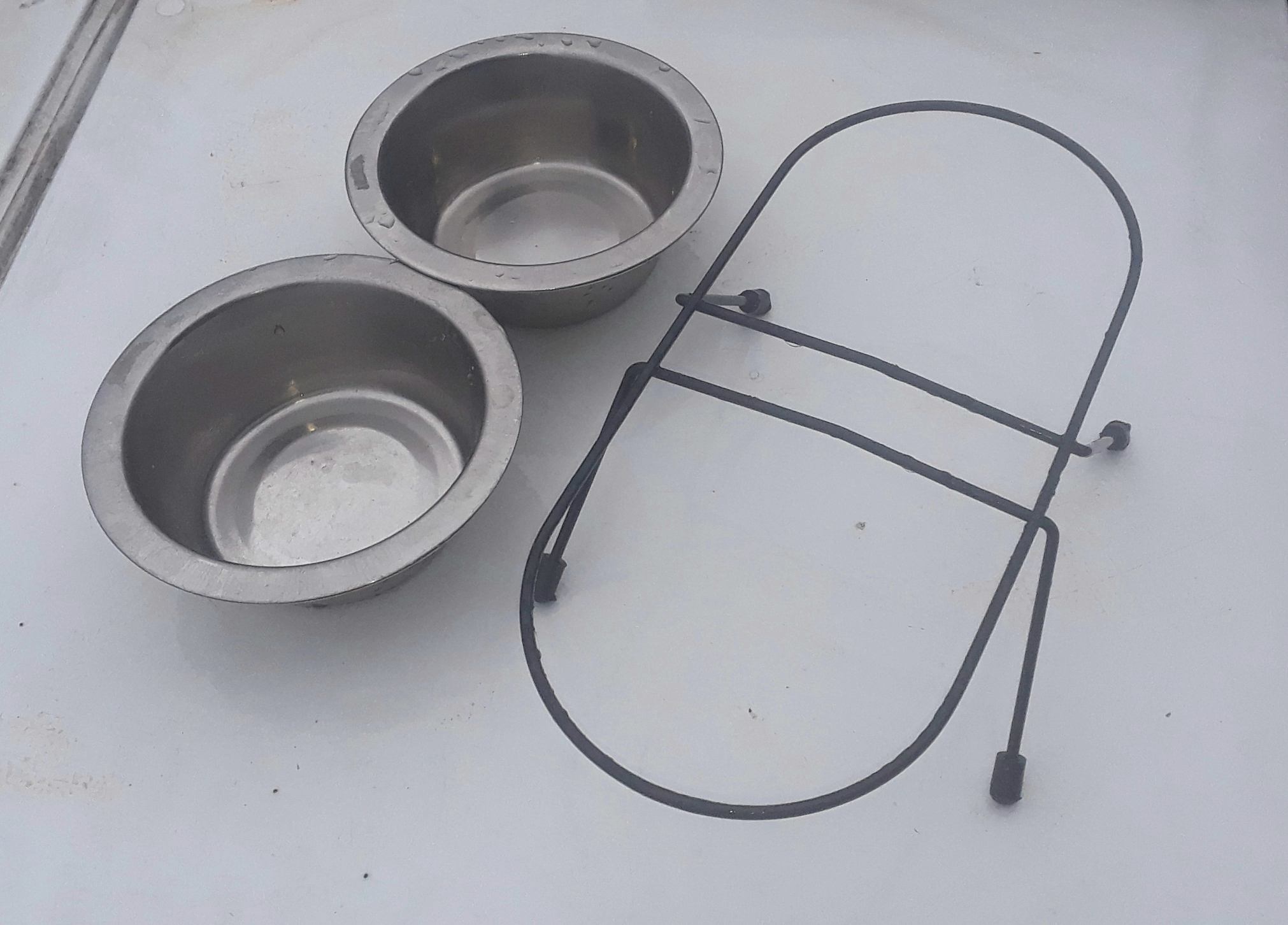 Double Cat Bowls with Stand stainless