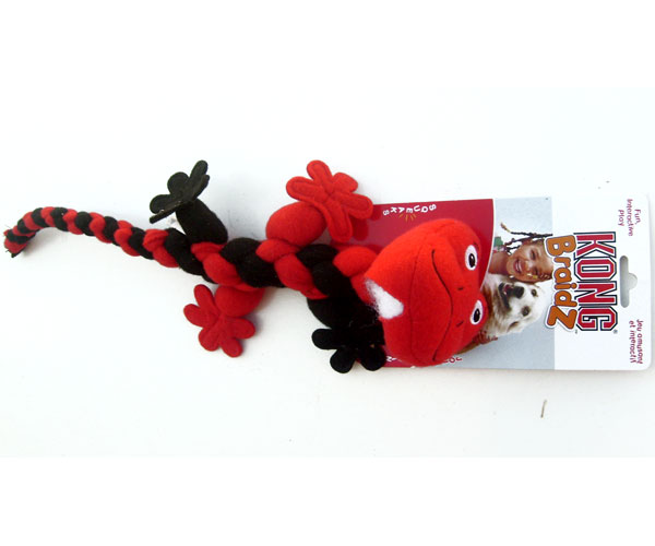 OUT OF STOCK Braided Dog Toy Squeaky Gecko by Kong Braidz 15" Long